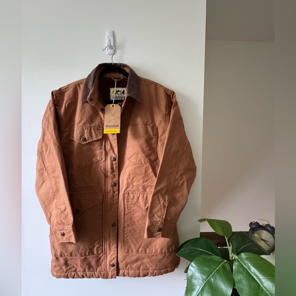 Men's Utility Barn Coat - Brown Canvas with Dark Collar